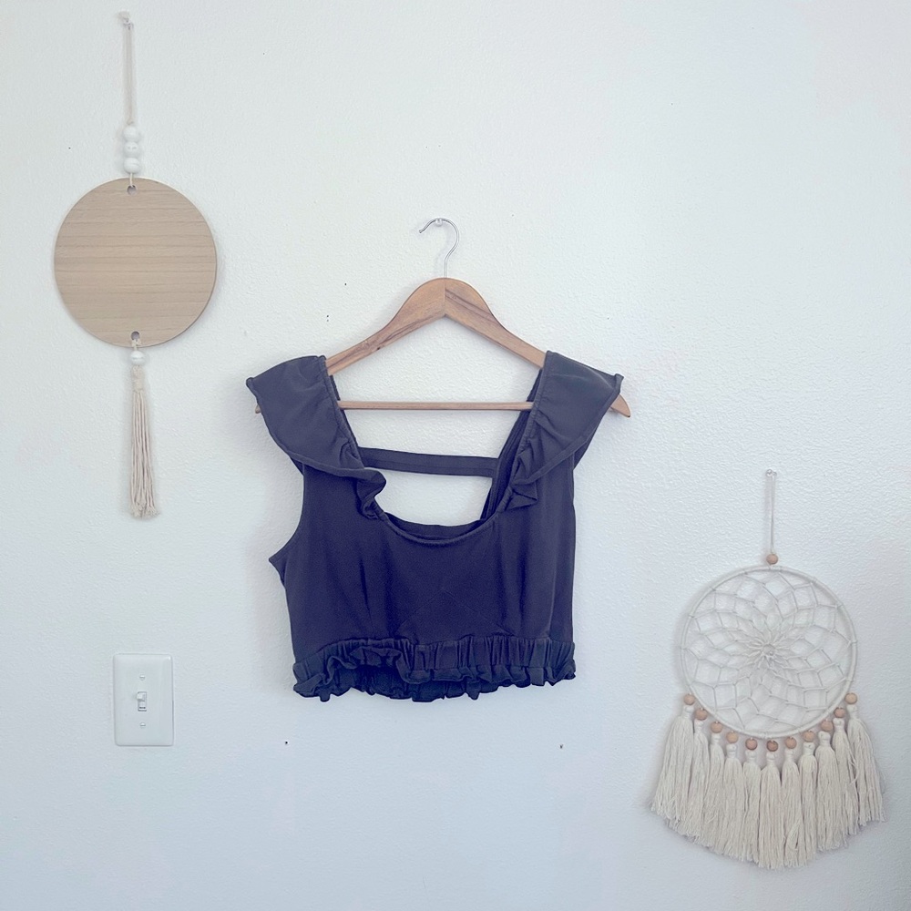 Anthropologie Grey Crop Tank Top